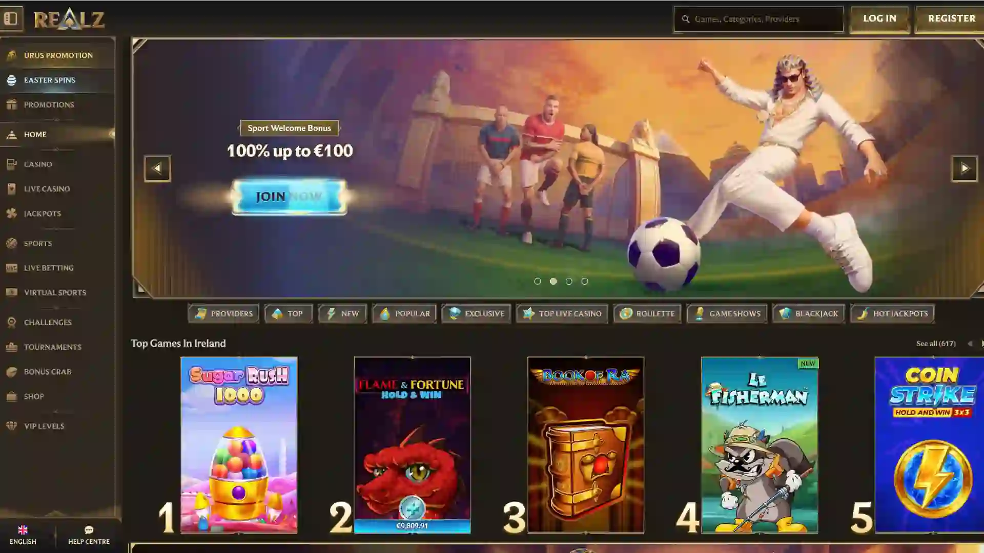 Realz Casino Bonus