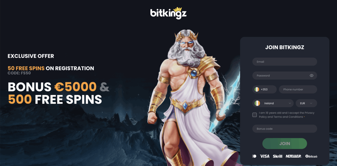 Bitkingz casino offer 50 Free Spins No Deposit for Irish Casino Players
