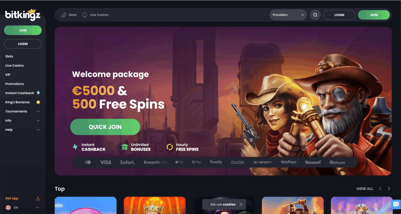 Bitkingz is one of the best online casino ireland offering €5000 and 500 free spins starting bonus