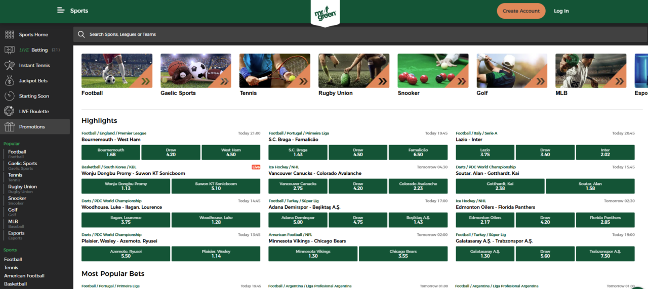 mr green sportsbook